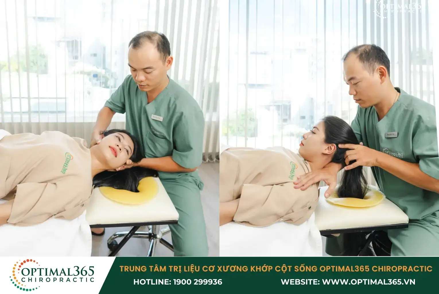 Chuyên viên Optimal365 Chiropractic điều trị cùng bệnh nhân