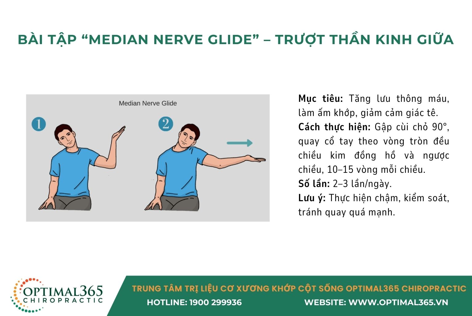 Bài tập chữa tê tay - Giãn cổ trước – sBài tập “Median Nerve Glide” – trượt thần kinh giữa 