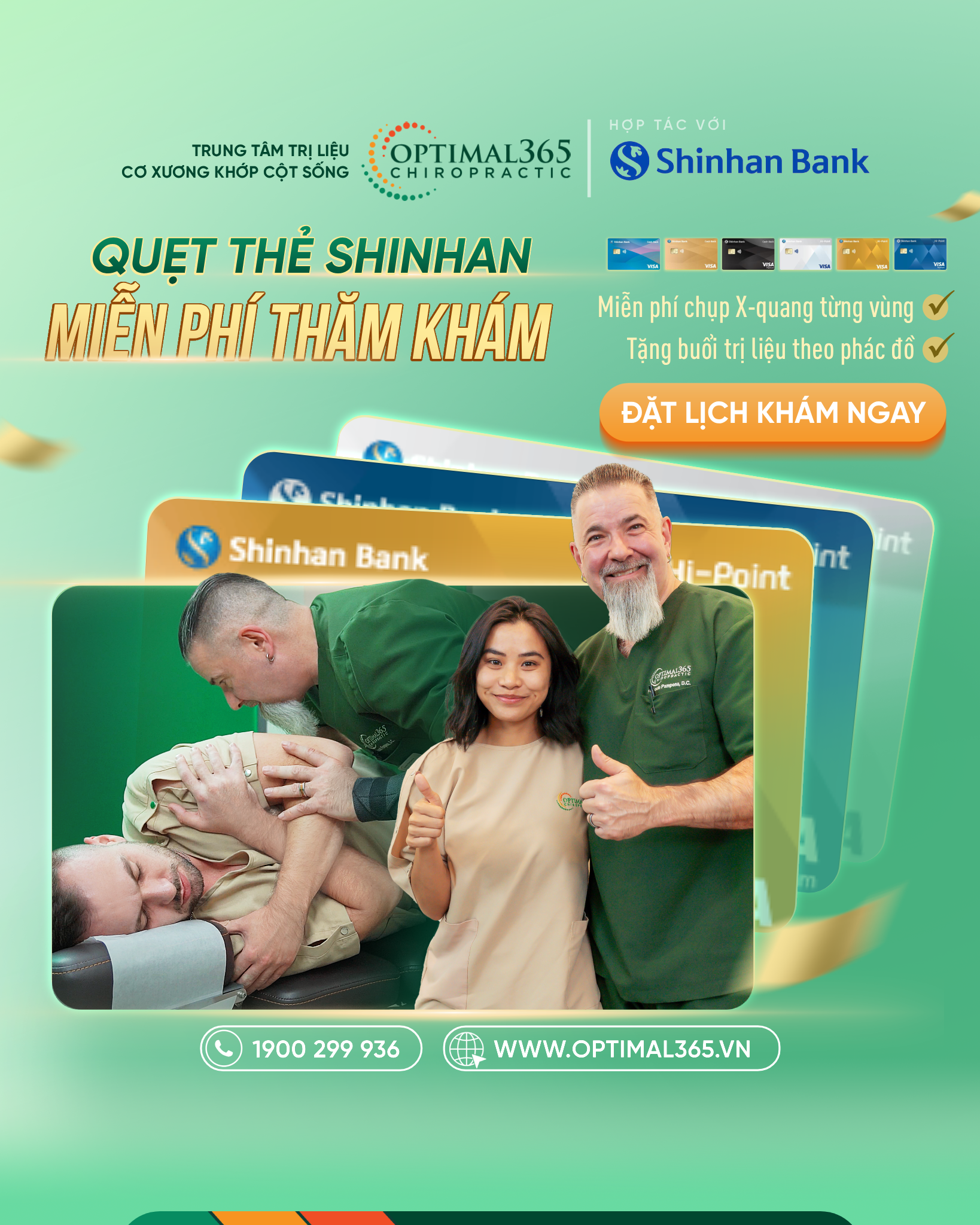 Đặc quyền áp dụng đối với thẻ Shinhanbank khi khám bệnh tại Optimal365 Chiropratic